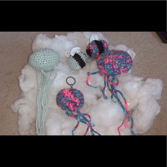 Other - Crochet jellyfish and bee with or without keychain